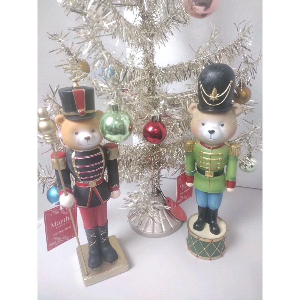 New~ 2025 Martha Stewart Christmas Holiday Bear Toy Soldiers Decor X2